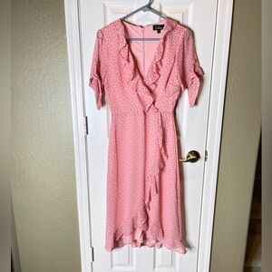Lulu's Pink Ruffled Wrap Sundress